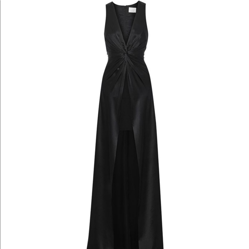 Cinq a Sept Elio Split-Front Twisted Silk Gown